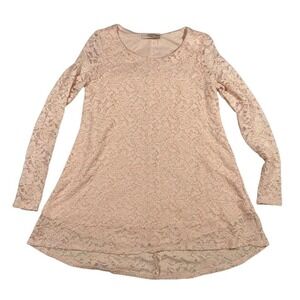 Forever 21 Flowy Fairy Lace A Line‎ Dress Blush Pink Long Sleeve Size Small